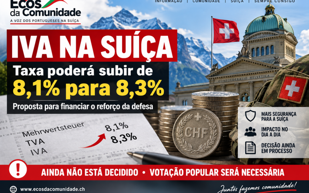Suíça poderá aumentar o IVA de 8,1% para 8,3% para financiar a defesa