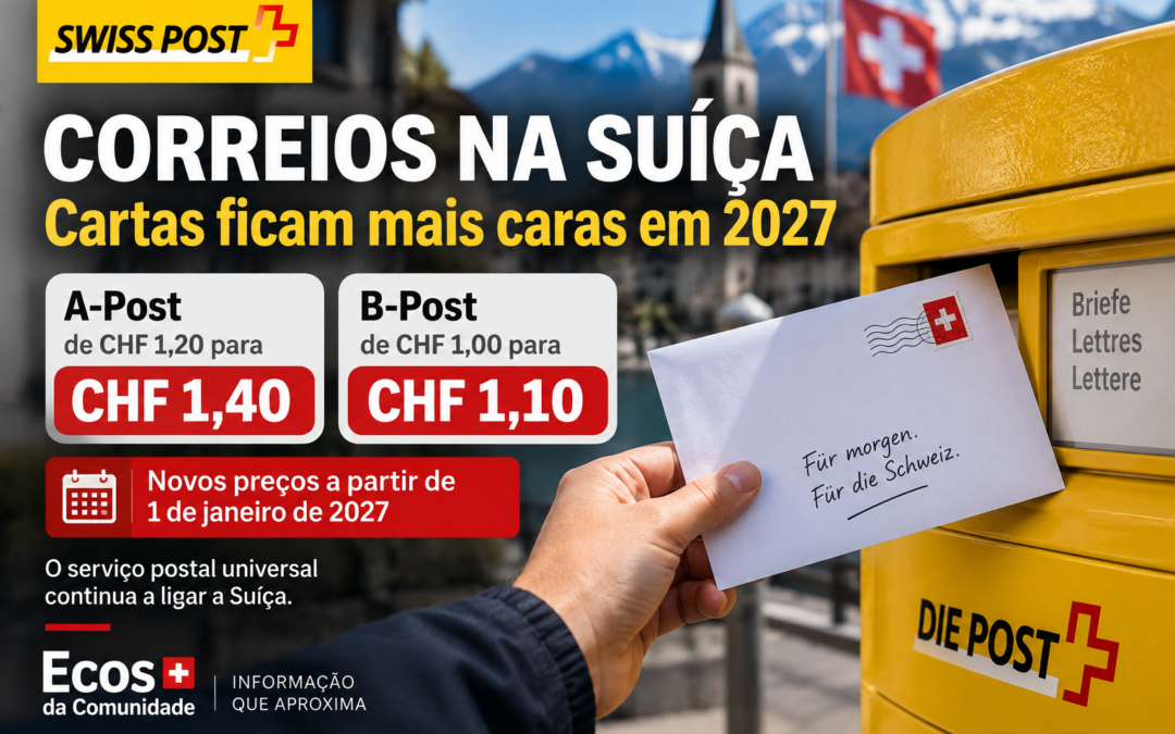 Cartas ficam mais caras na Suíça a partir de janeiro de 2027