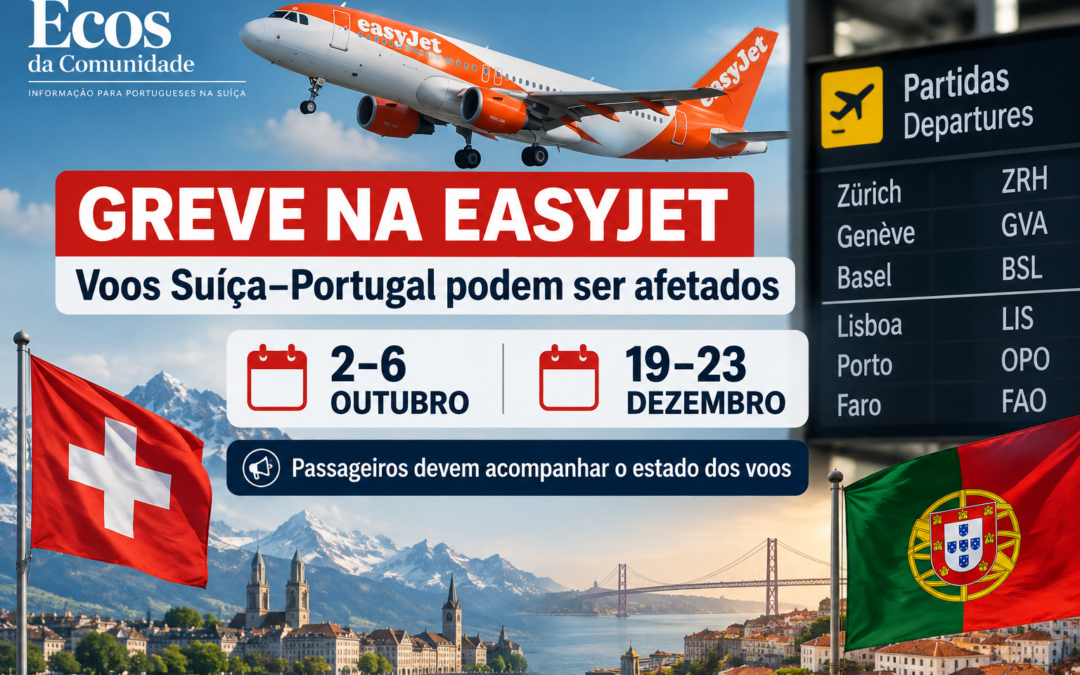 Greve da easyJet pode afetar voos entre a Suíça e Portugal em outubro e no Natal