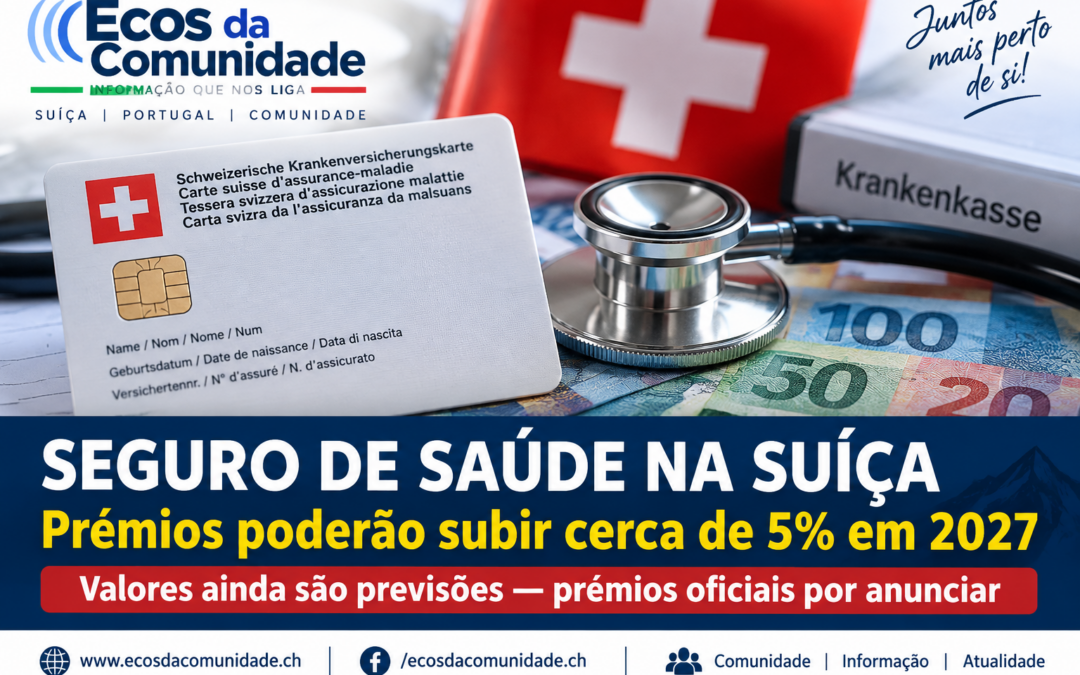 Seguro de saúde na Suíça poderá subir cerca de 5% em 2027