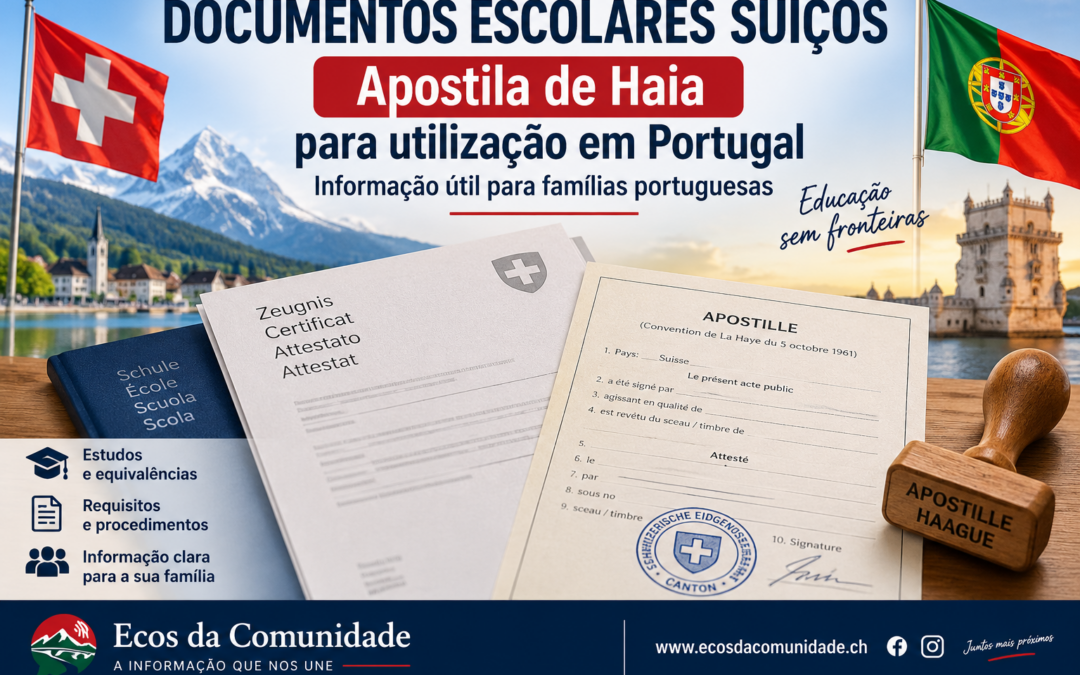 Certificados escolares suíços precisam de Apostila de Haia para serem reconhecidos em Portugal