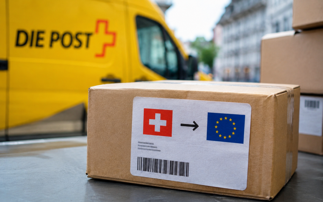 Encomendas da Suíça para a União Europeia sujeitas a novas taxas em novembro de 2026.