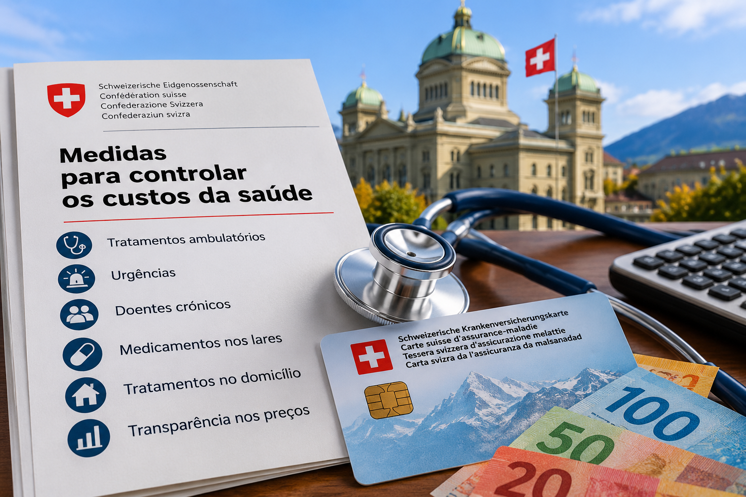 Suíça anuncia seis medidas para travar o aumento dos custos da saúde