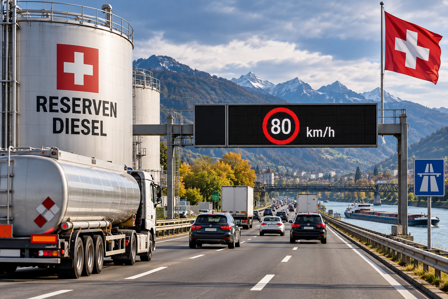 Suíça recorre às reservas de diesel e estuda limite de 80 km/h nas autoestradas